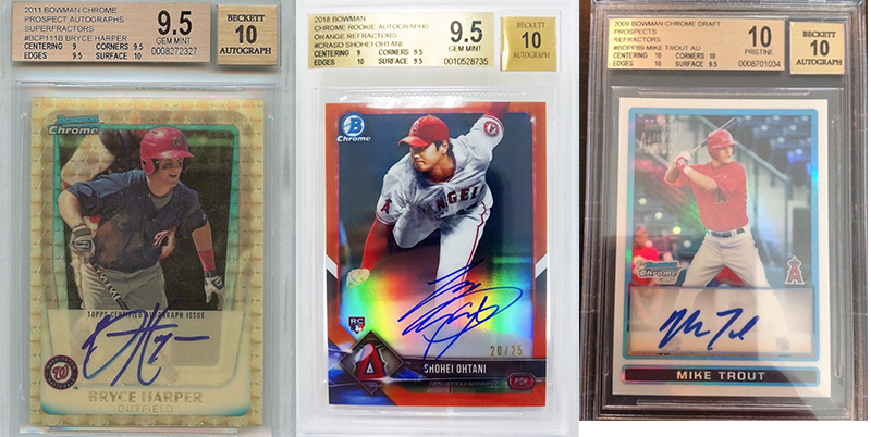 Here are some of the “most watched” BGS graded autographed baseball cards on eBay