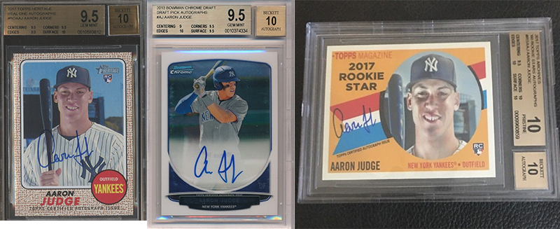 Three Aaron Judge autograph cards up for auction ending in a few hours