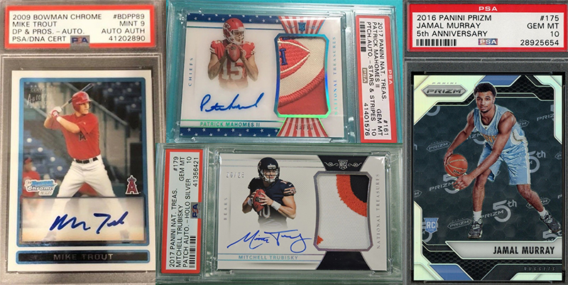 These sports cards are all PSA graded Mint or higher and they’re all newly listed for sale