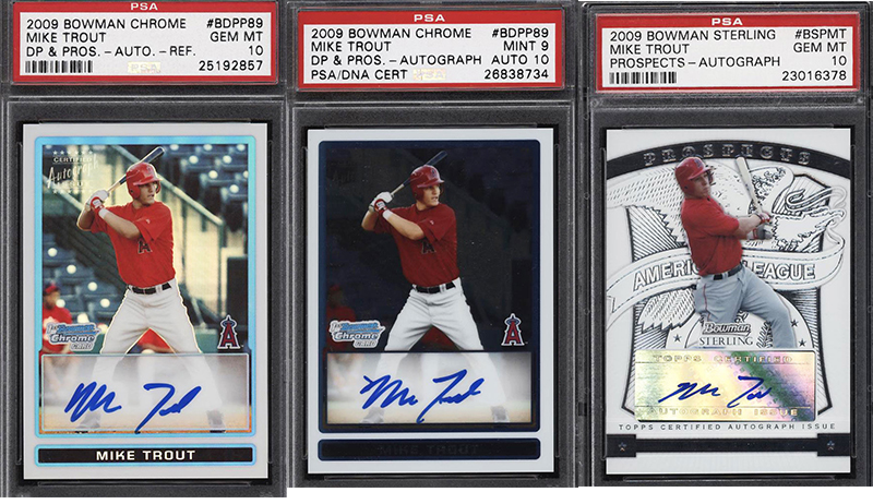 Bid on these Mike Trout classic Bowman Chrome autograph rookie cards today